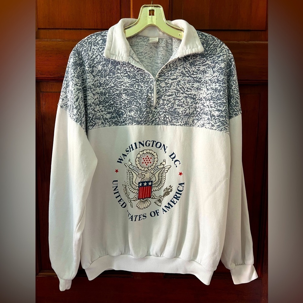 Vintage Washington DC Zip Sweatshirt USA Eagle Seal Pullover 90s Sweater XL